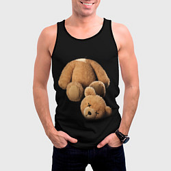 Майка-безрукавка мужская Плюшевый медведь с оторванной головой, цвет: 3D-черный — фото 2