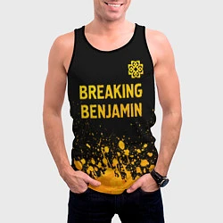 Майка-безрукавка мужская Breaking Benjamin - gold gradient: символ сверху, цвет: 3D-черный — фото 2