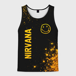 Майка-безрукавка мужская Nirvana - gold gradient: надпись, символ, цвет: 3D-черный