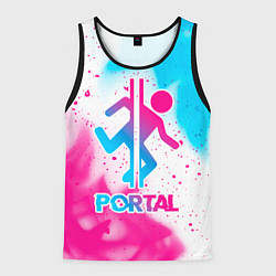 Мужская майка без рукавов Portal neon gradient style