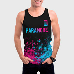 Майка-безрукавка мужская Paramore - neon gradient: символ сверху, цвет: 3D-черный — фото 2