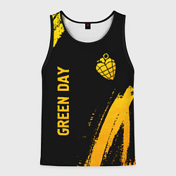 Майка-безрукавка мужская Green Day - gold gradient: надпись, символ, цвет: 3D-черный