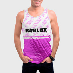Майка-безрукавка мужская Roblox pro gaming: символ сверху, цвет: 3D-белый — фото 2