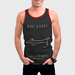 Майка-безрукавка мужская Собака на черном - Пабло Пикассо, цвет: 3D-красный — фото 2