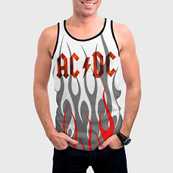 Майка-безрукавка мужская Acdc пламя, цвет: 3D-черный — фото 2