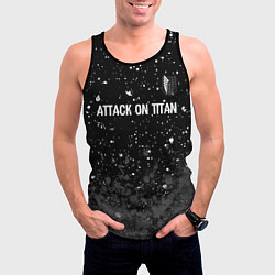 Майка-безрукавка мужская Attack on Titan glitch на темном фоне: символ свер, цвет: 3D-черный — фото 2