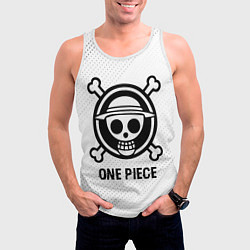 Майка-безрукавка мужская One Piece glitch на светлом фоне, цвет: 3D-белый — фото 2