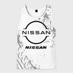 Майка-безрукавка мужская Nissan speed на светлом фоне со следами шин, цвет: 3D-белый