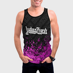 Майка-безрукавка мужская Judas Priest rock legends: символ сверху, цвет: 3D-черный — фото 2