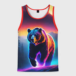 Мужская майка без рукавов Люминесцентный медведь гризли