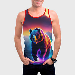 Майка-безрукавка мужская Люминесцентный медведь гризли, цвет: 3D-красный — фото 2