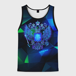 Мужская майка без рукавов Неоновый герб РФ