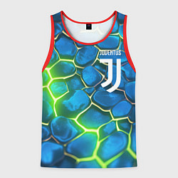 Майка-безрукавка мужская Juventus blue green neon, цвет: 3D-красный