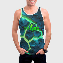 Майка-безрукавка мужская CS GO green texture logo, цвет: 3D-белый — фото 2