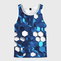 Мужская майка без рукавов Cyber hexagon Blue