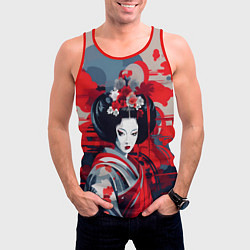 Майка-безрукавка мужская Geisha vector style, цвет: 3D-красный — фото 2