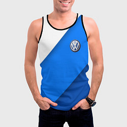 Майка-безрукавка мужская Volkswagen - голубые линии, цвет: 3D-черный — фото 2