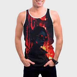 Майка-безрукавка мужская Девушка прячущаяся в тенях, цвет: 3D-белый — фото 2