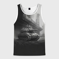 Майка-безрукавка мужская Мощный танк, цвет: 3D-белый