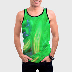 Майка-безрукавка мужская Зеленая абстракция, цвет: 3D-черный — фото 2