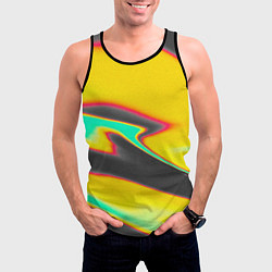 Майка-безрукавка мужская Слияние жёлтого голубого чёрного цветов, цвет: 3D-черный — фото 2