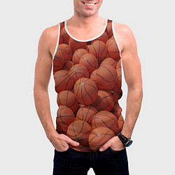 Майка-безрукавка мужская Узор с баскетбольными мячами, цвет: 3D-белый — фото 2