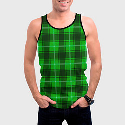 Майка-безрукавка мужская Шотландка ярко-зелёный, цвет: 3D-черный — фото 2