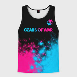 Майка-безрукавка мужская Gears of War - neon gradient: символ сверху, цвет: 3D-черный