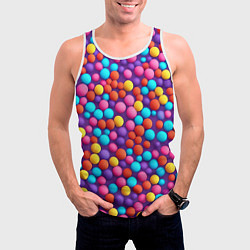 Майка-безрукавка мужская Паттерн разноцветные шарики - нейросеть, цвет: 3D-белый — фото 2