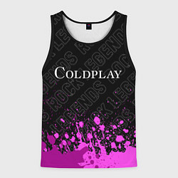 Майка-безрукавка мужская Coldplay rock legends: символ сверху, цвет: 3D-черный