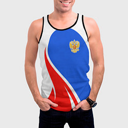 Майка-безрукавка мужская Герб РФ - white sport, цвет: 3D-черный — фото 2