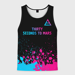 Майка-безрукавка мужская Thirty Seconds to Mars - neon gradient: символ све, цвет: 3D-черный