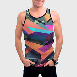 Майка-безрукавка мужская Камуфляж и цветная геометрия - нейросеть, цвет: 3D-черный — фото 2