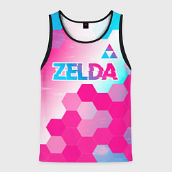 Майка-безрукавка мужская Zelda neon gradient style: символ сверху, цвет: 3D-черный