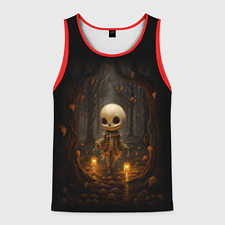 Майка-безрукавка мужская Призрак в лесу - скелет, цвет: 3D-красный