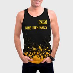 Майка-безрукавка мужская Nine Inch Nails - gold gradient: символ сверху, цвет: 3D-черный — фото 2