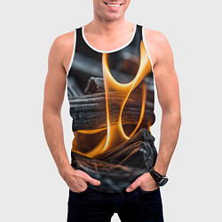 Майка-безрукавка мужская Дрова в костре - нейросеть, цвет: 3D-белый — фото 2