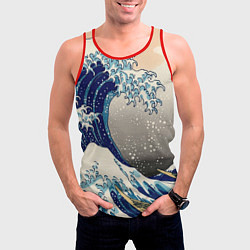 Майка-безрукавка мужская Великая волна от Канагава, цвет: 3D-красный — фото 2