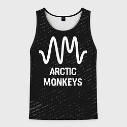 Майка-безрукавка мужская Arctic Monkeys glitch на темном фоне, цвет: 3D-черный