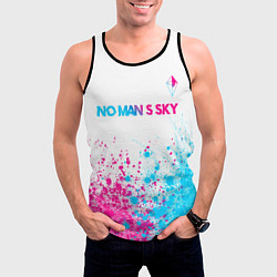 Майка-безрукавка мужская No Mans Sky neon gradient style: символ сверху, цвет: 3D-черный — фото 2