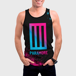 Майка-безрукавка мужская Paramore - neon gradient, цвет: 3D-черный — фото 2