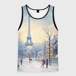 Майка-безрукавка мужская Новогодний Париж, цвет: 3D-черный