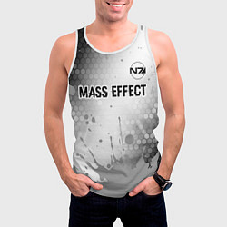 Майка-безрукавка мужская Mass Effect glitch на светлом фоне посередине, цвет: 3D-белый — фото 2