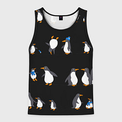 Майка-безрукавка мужская Веселая семья пингвинов, цвет: 3D-черный