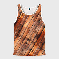 Майка-безрукавка мужская Деревянная обшивка, цвет: 3D-белый