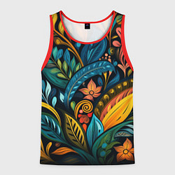 Майка-безрукавка мужская Растительный узор в бразильском стиле, цвет: 3D-красный