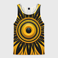 Майка-безрукавка мужская Желто-черный узор в африканском стиле, цвет: 3D-белый