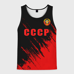 Майка-безрукавка мужская СССР герб брызги красок, цвет: 3D-черный