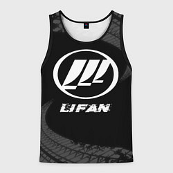 Мужская майка без рукавов Lifan speed на темном фоне со следами шин