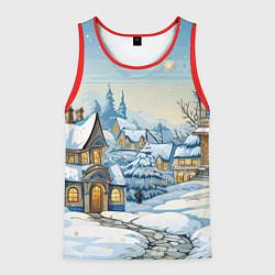 Мужская майка без рукавов Новогодний город иллюстрация